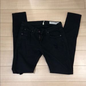Rag & Bone Black Distressed Skinny Jeans